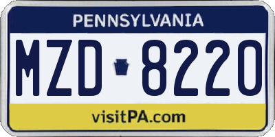 PA license plate MZD8220