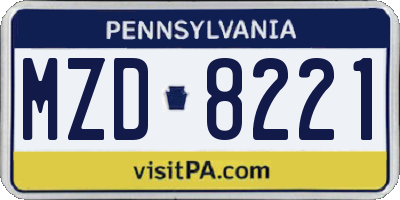 PA license plate MZD8221