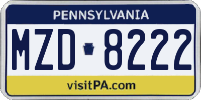 PA license plate MZD8222