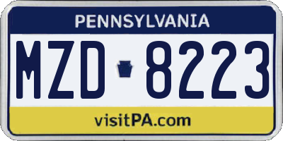 PA license plate MZD8223