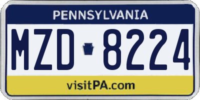 PA license plate MZD8224