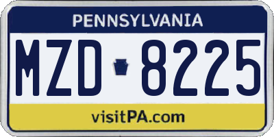 PA license plate MZD8225