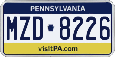 PA license plate MZD8226