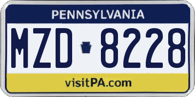 PA license plate MZD8228