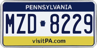 PA license plate MZD8229