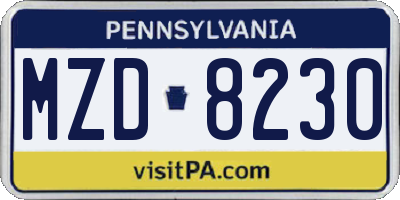 PA license plate MZD8230
