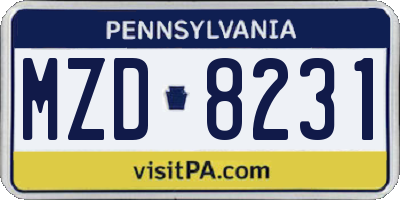 PA license plate MZD8231