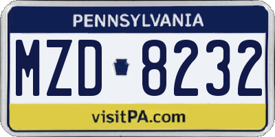 PA license plate MZD8232