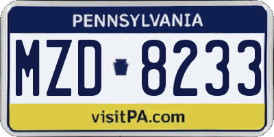 PA license plate MZD8233