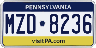 PA license plate MZD8236