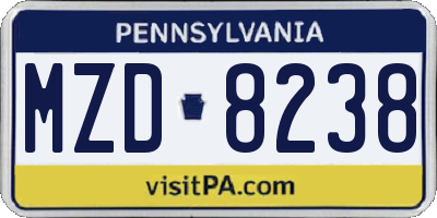 PA license plate MZD8238