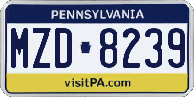 PA license plate MZD8239