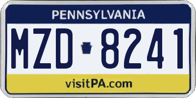 PA license plate MZD8241