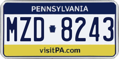 PA license plate MZD8243