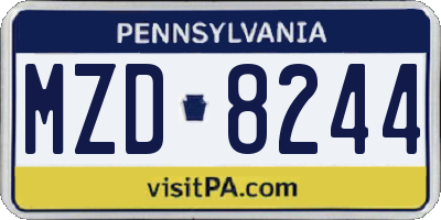 PA license plate MZD8244
