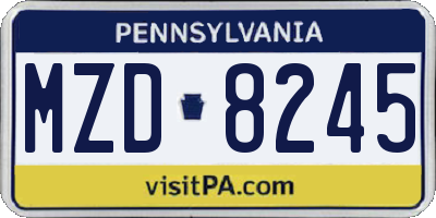 PA license plate MZD8245