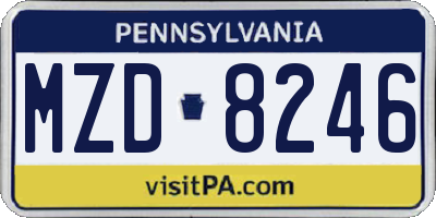 PA license plate MZD8246
