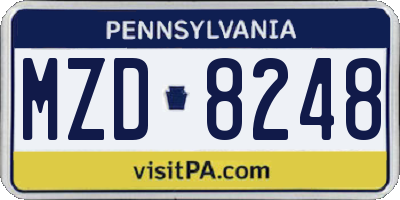 PA license plate MZD8248