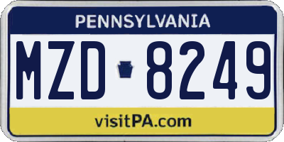 PA license plate MZD8249