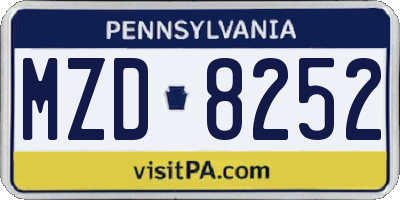 PA license plate MZD8252