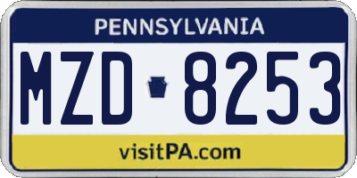 PA license plate MZD8253