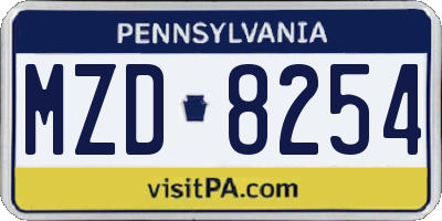 PA license plate MZD8254