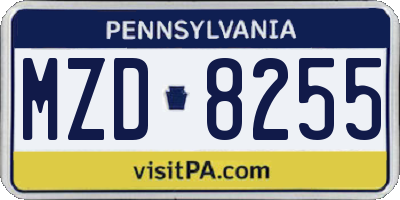 PA license plate MZD8255
