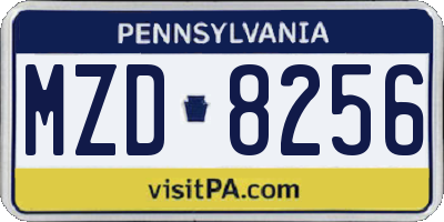 PA license plate MZD8256