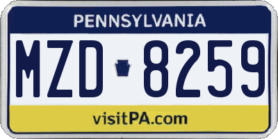 PA license plate MZD8259