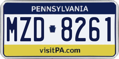 PA license plate MZD8261