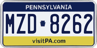 PA license plate MZD8262