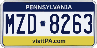 PA license plate MZD8263