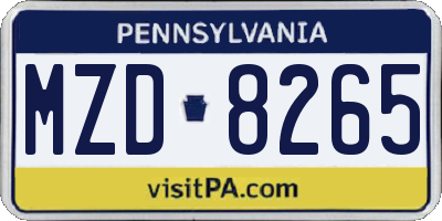 PA license plate MZD8265