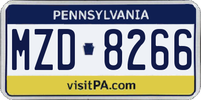 PA license plate MZD8266