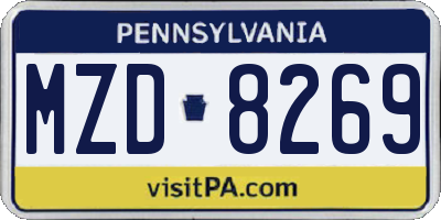 PA license plate MZD8269
