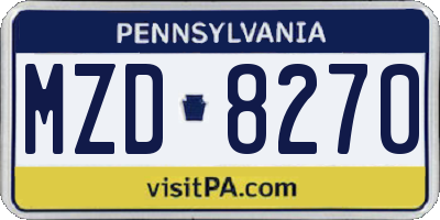 PA license plate MZD8270