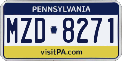 PA license plate MZD8271