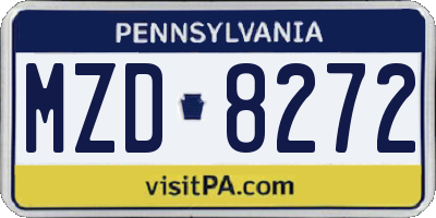 PA license plate MZD8272