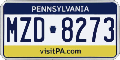 PA license plate MZD8273