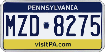 PA license plate MZD8275
