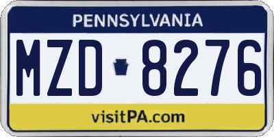 PA license plate MZD8276