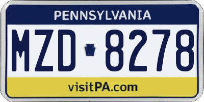 PA license plate MZD8278