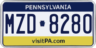 PA license plate MZD8280