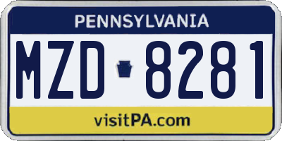 PA license plate MZD8281