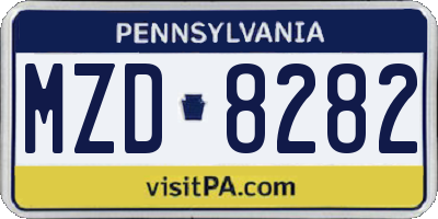 PA license plate MZD8282