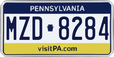 PA license plate MZD8284
