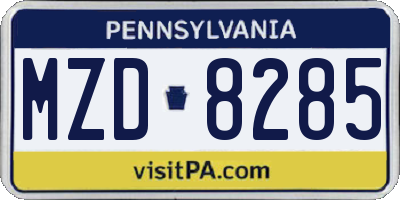 PA license plate MZD8285