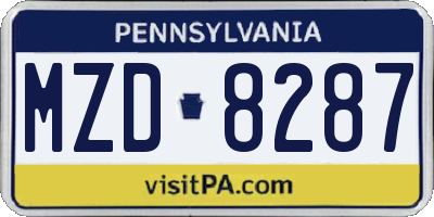 PA license plate MZD8287