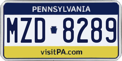 PA license plate MZD8289