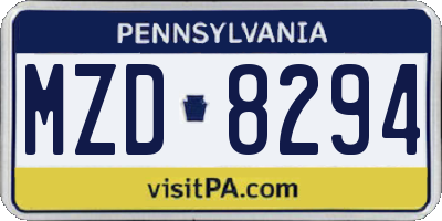 PA license plate MZD8294